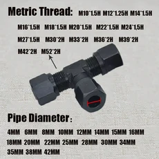 유압 탄소강 페룰 스트레이트 티 앵글 오일 파이프 조인트 미터 나사 연결 피팅 전환, 16 35mm(M42X2), 03 C, 01   Mainland