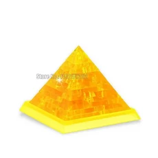 3D 세계 위대한 건축 이집트 피라미드 크리스탈 퍼즐 어린이 DIY 빌딩 교육용 창의적인 장난감, 02 노란색