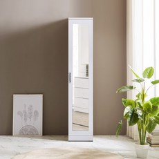 솜씨방 키높이 친환경 E0 루바갤러리 400 거울 틈새옷장 (이불장형), 화이트