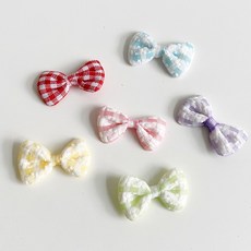 체크 리본 부자재 헤어핀 재료, 20개, 블루