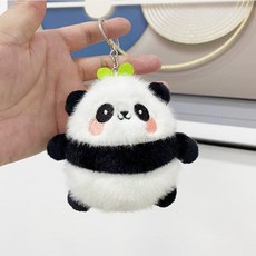 可愛小熊貓毛絨掛件卡通公仔玩具包掛飾玩偶鑰匙扣娃娃國寶大熊貓, 1個, 黑色:10cm