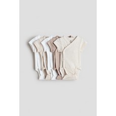 H&M 브랜드관 코튼 바디수트 5피스 세트 베이지/화이트 0827318018