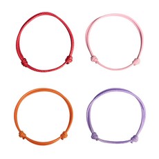 하니펫 강아지 고양이 출산 인식표 면왁스 목걸이줄 4개, 1세트, 레드+핑크+오렌지+퍼플