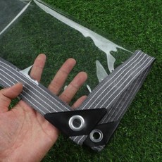 투명타포린 방수천막 야외방수포 차양 두꺼운 투명 PVC 방수포 발코니 방풍 방수 울타리 스크린 천 타프 커버 999, 35) Grey Side  0.6mx1m