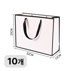 심플 디자인 튼튼한 고급 종이 쇼핑백, 10개, 화이트블랙엣지
