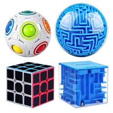 3D 롤링 볼 미로 큐브 뇌 훈련 활동 세트 4팩 퍼즐 스트레스 해소 및 여행 엔터테인먼트를 위한 기술 개발 선물 선물용 다단계 챌린지 컬렉션, 3D 롤링 볼 미로 큐브, 뇌 훈련 활동 세트, 4팩