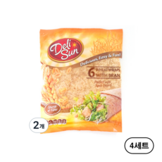 델리썬 6윗랩 위드 브랜 통밀또띠아 랩 6개입, 8개, 360g