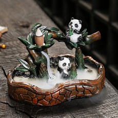 樹脂倒流香爐家居裝飾品擺件創意樹脂熊貓倒流香香爐工藝品, 熊貓倒流香爐
