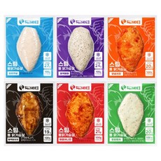 득근파티 통 닭가슴살 6종 혼합, 100g, 6개