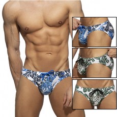 ADDICTED 熱帶島嶼風格三角泳褲 AD熱帶植物印花泳褲 競速型運動泳裝