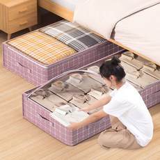 모아봐 원단 침대 밑 수납 가방, 2개, 연보라색