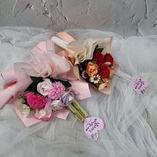 조화 꽃다발 비누꽃 LED 무드등 졸업식 어버이날 여자친구 기념일 선물, 카네이션 레드, 1개