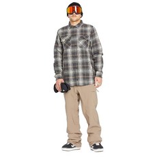 Volcom 남성용 필드 단열 플란넬 후드 스노우보드 셔츠 재킷 스톤 S5 스몰, Small, Stone S5