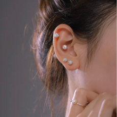 SUMMER 銀飾 S999足銀 愛閃耀閃鑽轉珠耳環 鎖珠式雙向純銀耳環