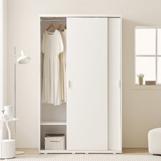 아씨방가구 모던 빅 미닫이 행거형 슬라이딩 옷장 1200, 화이트