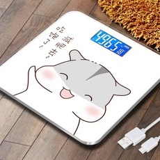 디지털 슬림형 체중계 충전식 전용 체중 지능형 감량 뛰어난 전자 고정밀 USB 내, 04 만화 전체체중 규모
