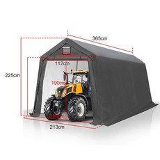 오토바이 차고지 그늘막 텐트 방풍 캐노피 제품 덮개 보관용 야외 개인 실용성 방수, 2.(213x365x225) 짙은회색 흰색안감