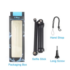 3중 방수 셀카봉 3방향 스탠드 모노포드 미니 삼각대 GoPro 12 9 8 7 Insta360 Osmo 액션 카메라 액세서리, 01 검정색, 01 China Mainland