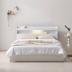 [수도권 지정배송] 아너스 LED 일반형 슈퍼싱글/퀸 침대프레임 (매트제외), 화이트