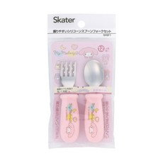 SKATER 兒童易抓握 湯匙叉子套組 SHSF1矽膠握柄 不鏽鋼餐具, 1個, 美樂蒂