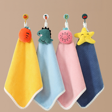 리브온 걸이형 캐릭터 핸드타월 흡수력 좋은 주방 욕실 수건, 4개, 혼합색상