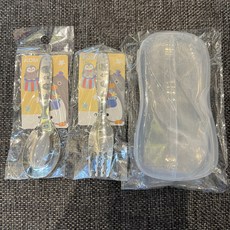 KOM兒童316不鏽鋼餐具便攜組 短柄 幼兒園 可愛卡通 3-7歲適用 316企鵝叉匙+透明盒 1個 叉匙 透明盒, 叉匙, 透明盒