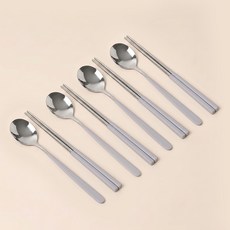 연화삼월 304스텐 수저세트 2인/4인 한식 수저세트, 1세트, 숟가락(4p) + 젓가락(4p), 그레이 1세트, 숟가락(4p) + 젓가락(4p), 그레이