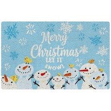 NATSUN 선캡O블루크리스마스눈사람도어매트 LetitSnow겨울눈송이도어매트야외실내입구 메리크리스마스홀리데이웰컴매트 현관현관용 43.2x76.2cm17x30인치121510