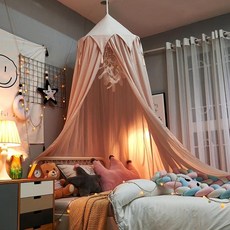 걸린 돔 모기장 아기 어린이 침대 텐트 소녀 침구 거실 장식 코너 캐노피 비비, 02 Tassel light pink