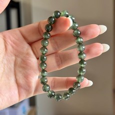 B609頂級巴西貓眼順絲綠髮晶 透料效應強 現貨實拍 高CP值, 1個