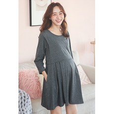 BabyShare時尚孕婦裝 簡約綁帶哺乳中長裙 長袖 孕婦裝 哺乳衣 哺乳裙 餵奶衣【CM0512】