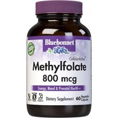 Bluebonnet 細胞活性甲基葉酸 800 微克蔬菜膠囊, 1個, 60 件