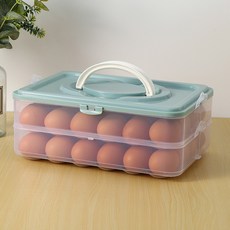 DFMEI 雞蛋收納盒家用冰箱食品級保鮮盒專用雞蛋餃子盒混沌冷凍盒塑料盒, 1個, 北歐藍-2層1蓋