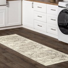 Nuloom SpinClean Brielle 그레이/아이보리 1.2 x 1.8m(4 x 6피트) 빈티지 오리엔탈 부드럽고 아늑함 교통량이 많음 얼룩 방지 쉬운 세척, Brielle Grey