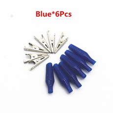 와이어 테스트 점퍼 바퀴벌레 클립 양단 DIY 악어 28mm 전기 리드, Blue 6Pcs