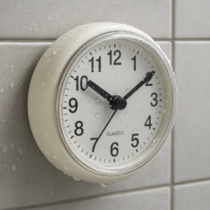 가온 강력 흡착 무소음 방수 욕실시계, 화이트