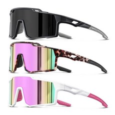 편광 스포츠 선글라스 남성용 사이클링 운전 낚시 자외선 차단 선글라스 경량 빅 프레임 고글 3개, 3피스-블랙+dh+핑크