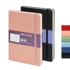 WETLOTE a5 하드커버 영구 다이어리 노트북 2권 세트 초두꺼운 두께 하드커버 고급스러운 질감, 1개, 블랙+핑크