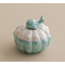 해피유통 창의적인 바다 테마 장식 통 귀여운 고래 수납통, 녹색