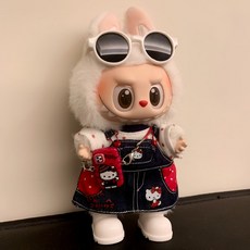 라나즈초이스 라부부 헬로키티 인형 옷 세트 1세대 2세대 3세대 호환 (인형 미포함), 1세트, 도트티+KT청원피스+KT휴대폰+흰색부츠+선글라스