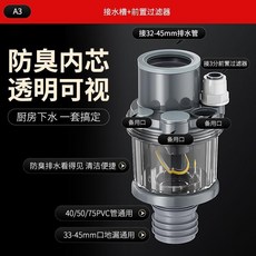新品 潛水艇廚房下水管三頭通下水道三通分水器五通水槽排水防返臭神器 副廠商品, 接水槽+前置過濾器/2用,潛水艇家裝十佳品牌丨官方丨輕奢優品