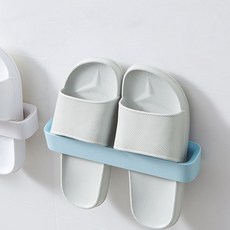 심플 파스텔 부착식 슬리퍼 거치대 정리대 실내와 욕실화 걸이, 2개, 블루