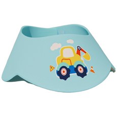 寶寶洗頭帽 洗髮帽可調節 兒童洗髮帽 防水護眼護耳輕便兒童浴帽, 升級EVA款-藍色挖掘機【可調節大小】, 1個