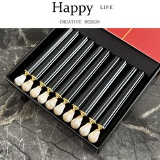 일식젓가락 중식 젖가락 컬러 만사형통 업소용 업소용젓가락 중국집, 1개, 동일 구성, 25cm(꽃잎) 백한옥 10쌍