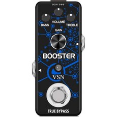 VSN 기타 부스터 효과 페달 클린 부스트 효과 페달 일렉트릭 기타 퓨어 클린 미니 부스트 페달 트루 바이패스, Black Booster