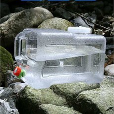수도꼭지달린물통 캠핑 휴대용 물저장 약수터 자바라, 25L 투명 수독꼭지물통 패키지, 1개