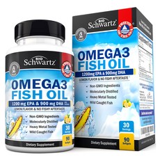 Bio Schwartz Omega 3 魚油 EPA 1200mg & DHA 900mg 軟膠囊, 90錠, 1個