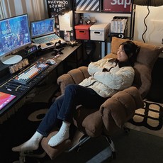 老板椅 辦公椅 家用電腦椅舒適久坐懶人沙發椅臥室書桌椅書房辦公椅靠背電競椅子, 湖藍 靠背3檔調節 逍遙功能,鋼製腳 固定扶手