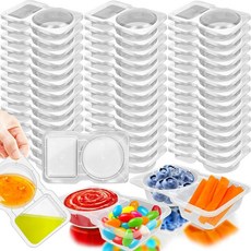 뚜껑 이중 칸 조미료 용기 40세트 소스 과일 채소 여행용 피크닉용 플라스틱 스낵 테이크아웃 141.7g5온스 2칸 미주 내수용 Szsrcywd, 뚜껑 이중 칸 조미료 용기 40세트 소스 과일 채소 여