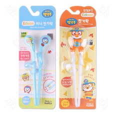 에디슨 뽀로로 미니 젓가락 파랑+에디슨 뽀로로 젓가락 1단계 오른손 2종, 1세트, 미니 젓가락+소방관 뽀로로 젓가락